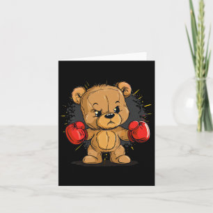 Tarjeta Oso Enfadado Con Guantes De Boxeo Para Niños Y Chi