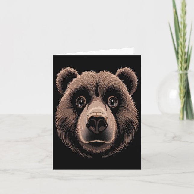 Tarjeta Oso Face Halloween Disstume Oso Marrón Niños Anima (Anverso)
