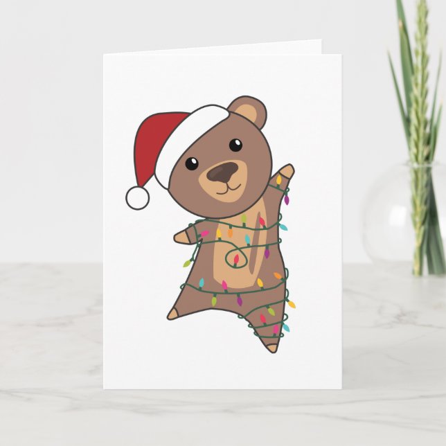 Tarjeta Oso Feliz Navidad Invierno de los animales osos (Anverso)