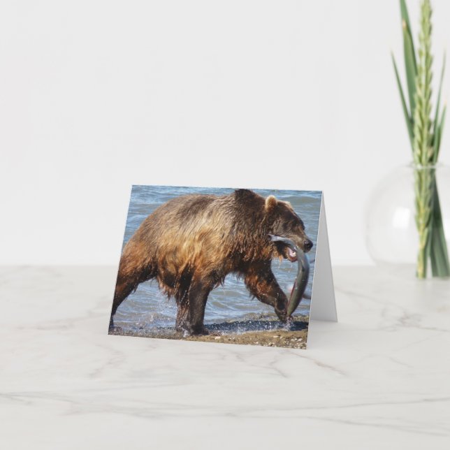 Tarjeta Oso ido a pescar notecard (Anverso)