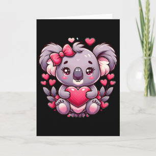 Tarjeta Oso Koala Corazones de San Valentín 