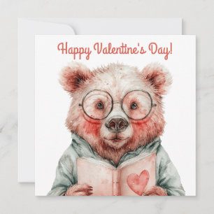 Tarjeta Oso libresco día de San Valentín