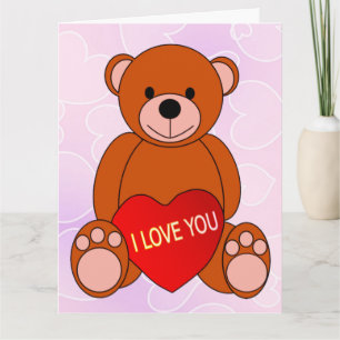 Tarjeta Oso Lindo Con Corazón Te Amo San Valentín   