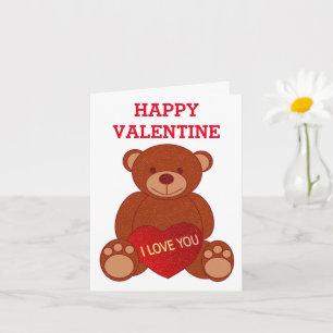 Tarjeta Oso Lindo Con Corazón Te Amo San Valentín   
