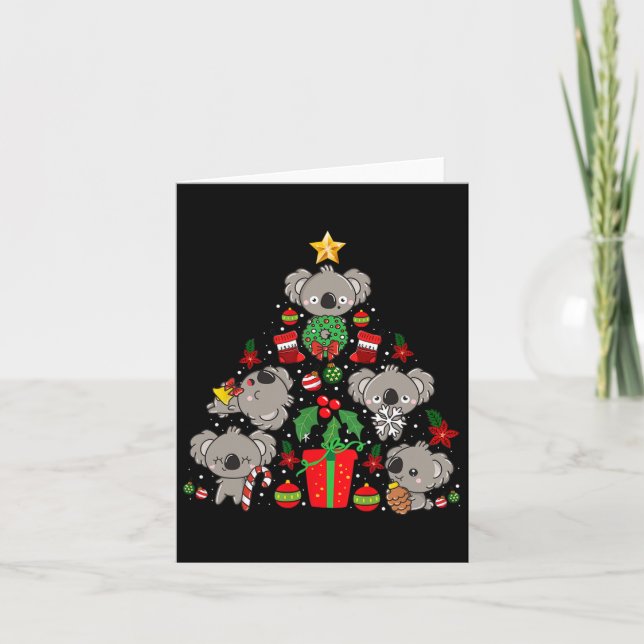 Tarjeta Oso lindo del árbol de Navidad de Koala (Anverso)