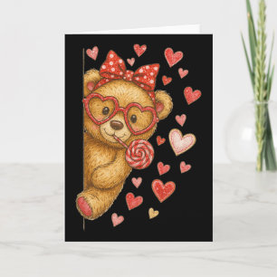 Tarjeta Oso lindo Hugvyn San Valentín Coquette Lazo Corazo