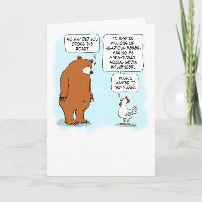 Tarjeta Oso lindo y gracioso y cumpleaños de pollo (Anverso)