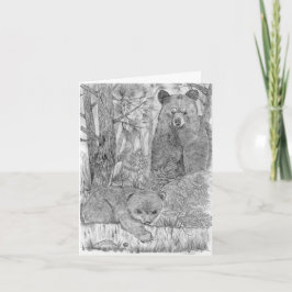 Tarjeta Oso madre y cachorro