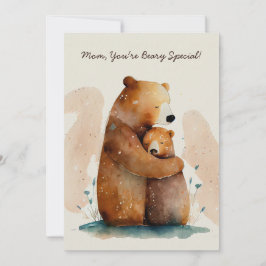 Tarjeta Oso Mamá Acuarela Día de la Madre