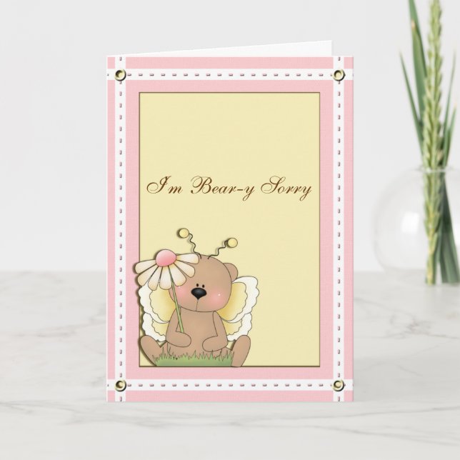 Tarjeta Oso mariposa de cumpleaños con fecha de vencimient (Anverso)
