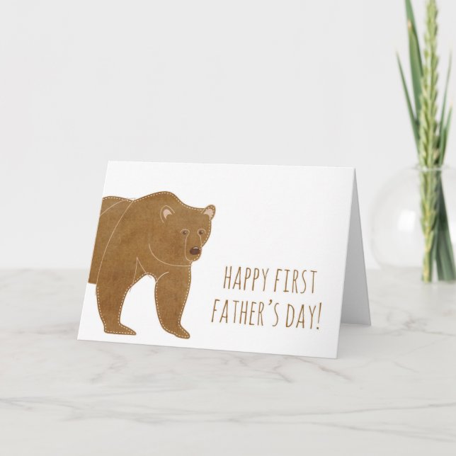 Tarjeta Oso marrón feliz Día del Primer Padre (Anverso)