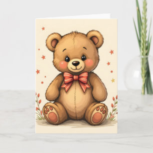 Tarjeta Oso marrón pequeño adorable y lindo con corbata