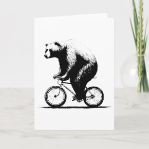 Tarjeta Oso montando bicicleta de montaña en bicicleta de