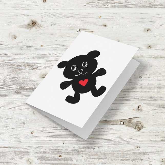Tarjeta Oso negro con corazón rojo (Subido por el creador)