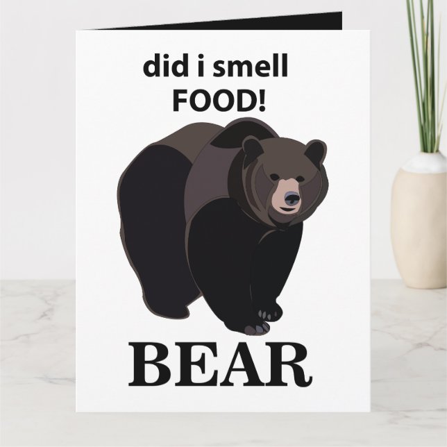 Tarjeta Oso ¿Olfateé la Comida de Forma Divertida Oso (Anverso)