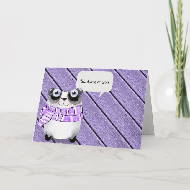 Tarjeta oso panda con bufanda de invierno (Anverso)