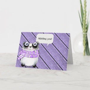 Tarjeta oso panda con bufanda de invierno