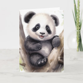Tarjeta Oso Panda de Cumpleaños en el Árbol