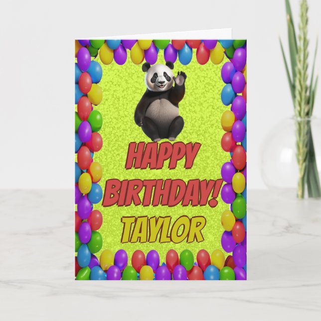 Tarjeta Oso Panda Lindo y Acurrucador Feliz Cumpleaños (Anverso)