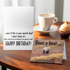 Tarjeta Oso Pardo Divertido en Fotografía de Otoño Persona