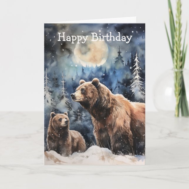 Tarjeta Oso Pardo y Bebé (Anverso)