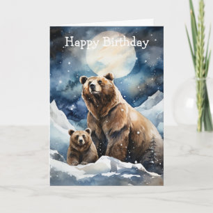 Tarjeta Oso Pardo y Bebé