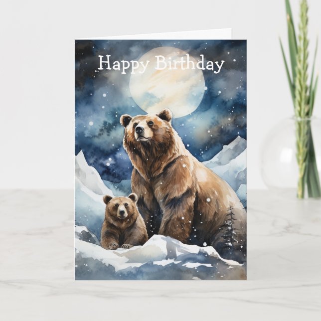 Tarjeta Oso Pardo y Bebé (Anverso)