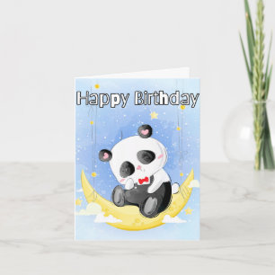 Tarjeta Oso pequeño y somnoliento de Panda   Cumpleaños