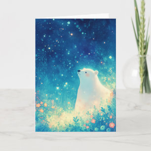 Tarjeta Oso Polar Bajo el Cielo Ártico