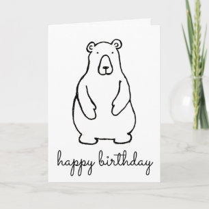 Tarjeta Oso Polar Blanco Dibujo Animado Divertido Cumpleañ
