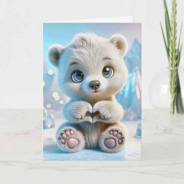 Tarjeta Oso Polar Cachorro Cumpleaños  (Anverso)