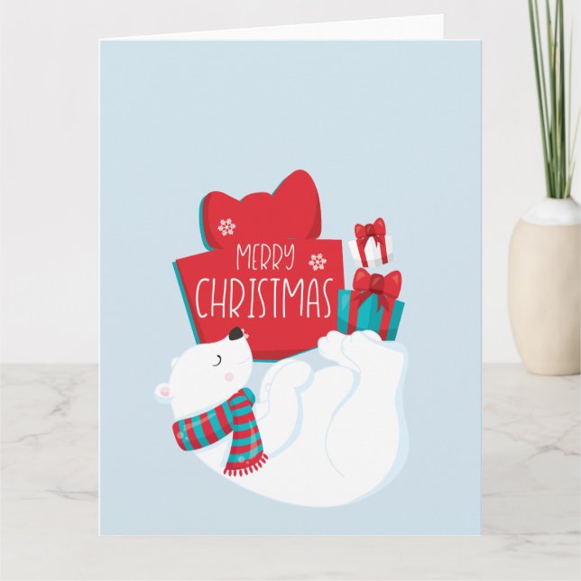Tarjeta Oso polar caprichoso y presenta Navidades (Anverso)