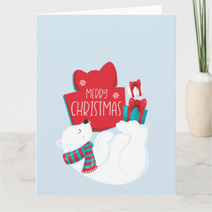 Tarjeta Oso polar caprichoso y presenta Navidades