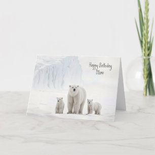 Tarjeta Oso polar con cachorros para el cumpleaños de mamá