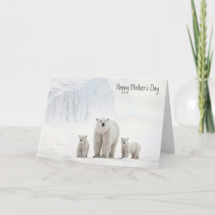 Tarjeta Oso polar con cachorros para el día de la madre