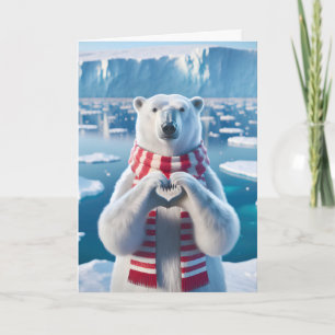 Tarjeta Oso polar con garras formando un corazón