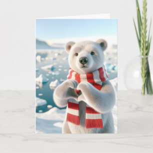 Tarjeta Oso Polar Con Sus Patas Formando un Corazón