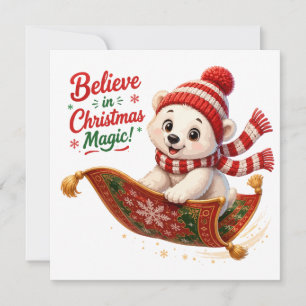 Tarjeta Oso Polar Cree en la Magia de la Navidad