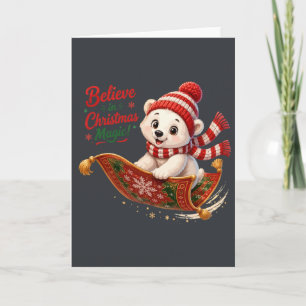 Tarjeta Oso Polar Cree en la Magia de la Navidad