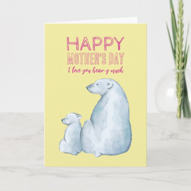 Tarjeta Oso Polar Cute Mamá Feliz Día de la Madre (Anverso)