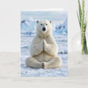 Tarjeta Oso Polar de Cumpleaños en una Pose de Yoga