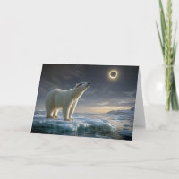Oso polar de cumpleaños mirando el eclipse solar