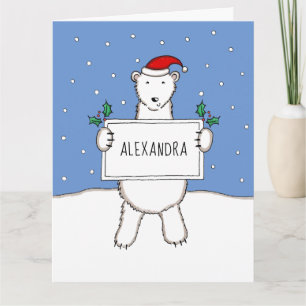 Tarjeta Oso polar de Navidades personalizados