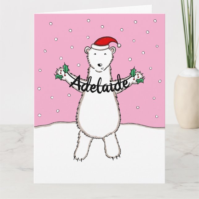 Tarjeta Oso polar de Navidades personalizados (Anverso)