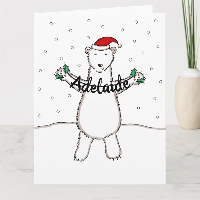 Tarjeta Oso polar de Navidades personalizados (Anverso)