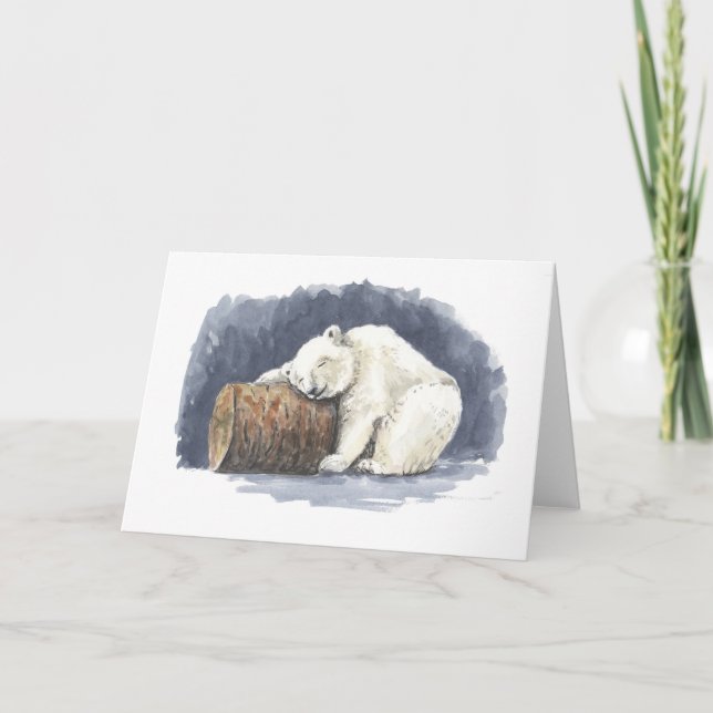 Tarjeta Oso polar durmiente, arte acuarela (Anverso)