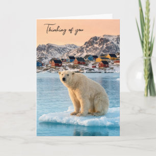 Tarjeta Oso Polar Flotando en Hielo Pensando en Ti