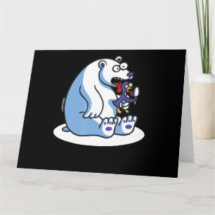 Tarjeta Oso Polar Gracioso Pingüino Crema de Hielo