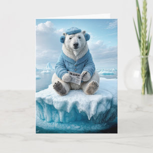 Tarjeta Oso polar leyendo el cumpleaños de un periódico