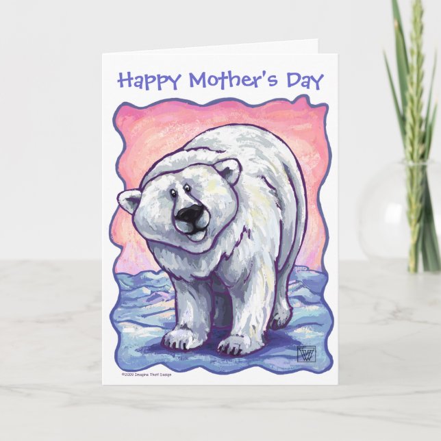 Tarjeta Oso polar lindo para mamá (Anverso)